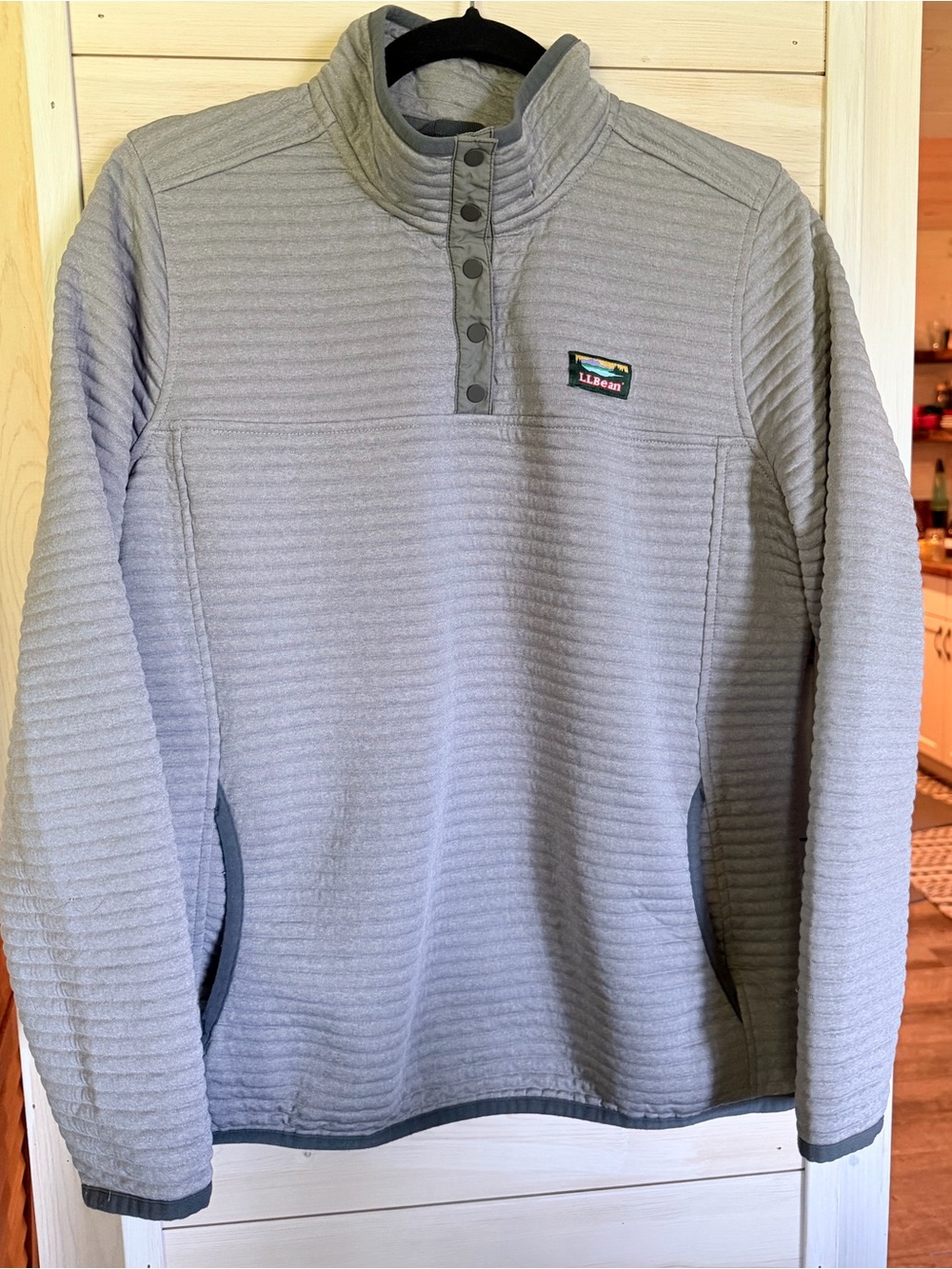 Light Gray Ribbed L.L. Bean Fleece Pullover